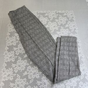 Gray Black Plaid Dress Stretch Pleated Ankle Pants Womens Size Large